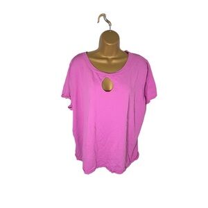 Apostrophe Keyhole Knit Short Sleeve Top Lilac 24W-26W